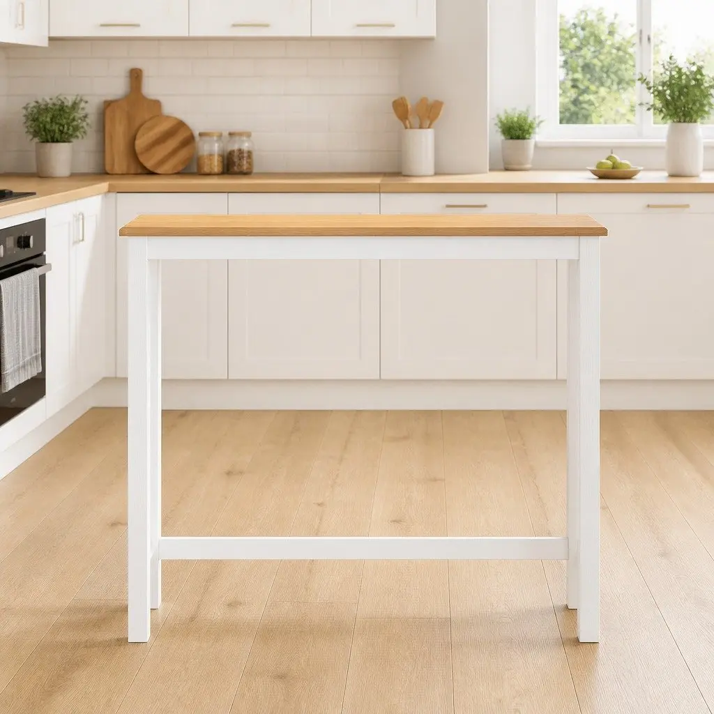 Bar Table Rectangular 108cm Pinewood MDF Kitchen Dining Pub Counter Height