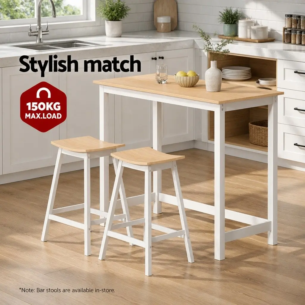 Bar Table Rectangular 108cm Pinewood MDF Kitchen Dining Pub Counter Height