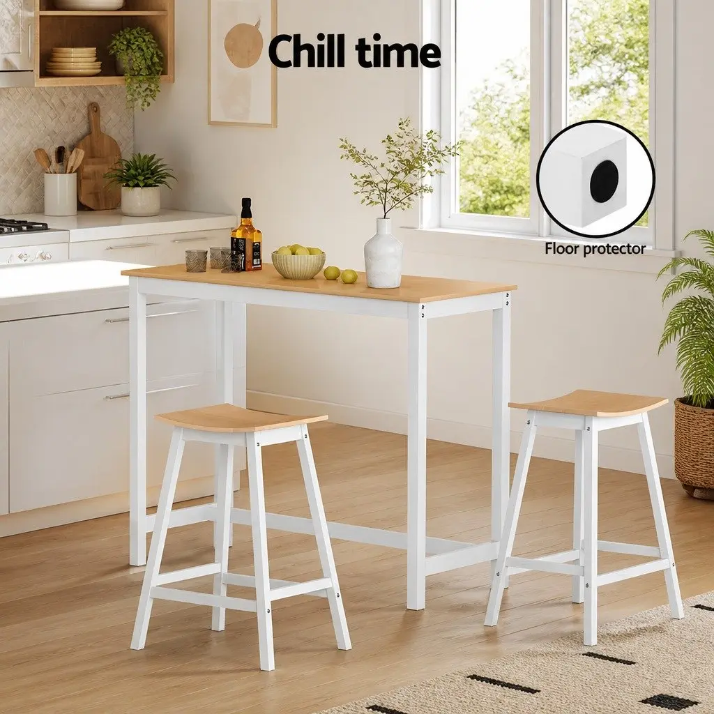 Bar Table Rectangular 108cm Pinewood MDF Kitchen Dining Pub Counter Height