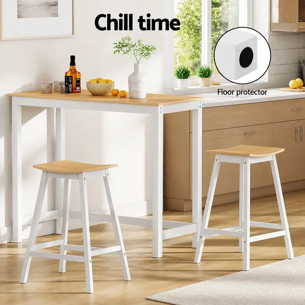 Pine Wood Bar Table and Stools Set for Dining Spaces