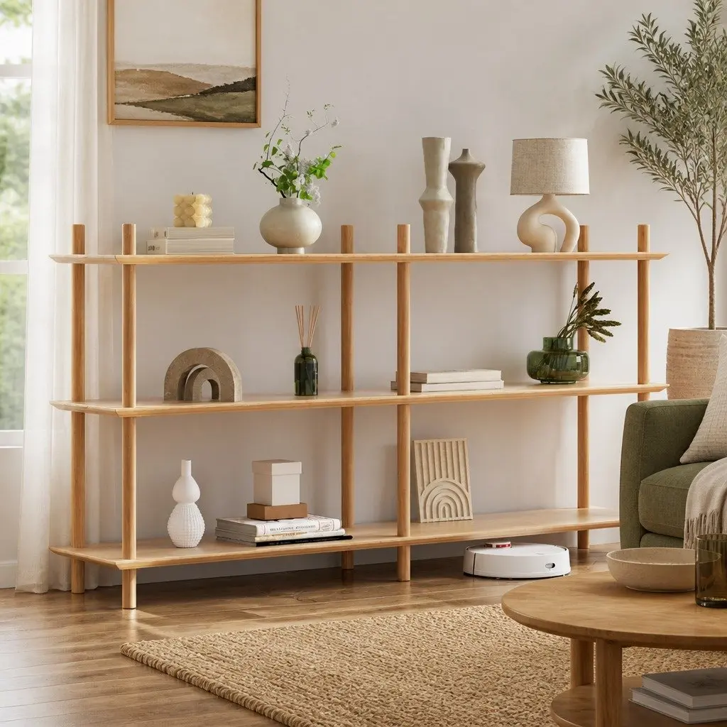 3-Tier Bookshelf Display Stand Storage Rack Wooden Shelves with Anti-Tip Kit
