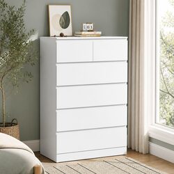 Contemporary White Chest of Drawers with 6 Storage Options