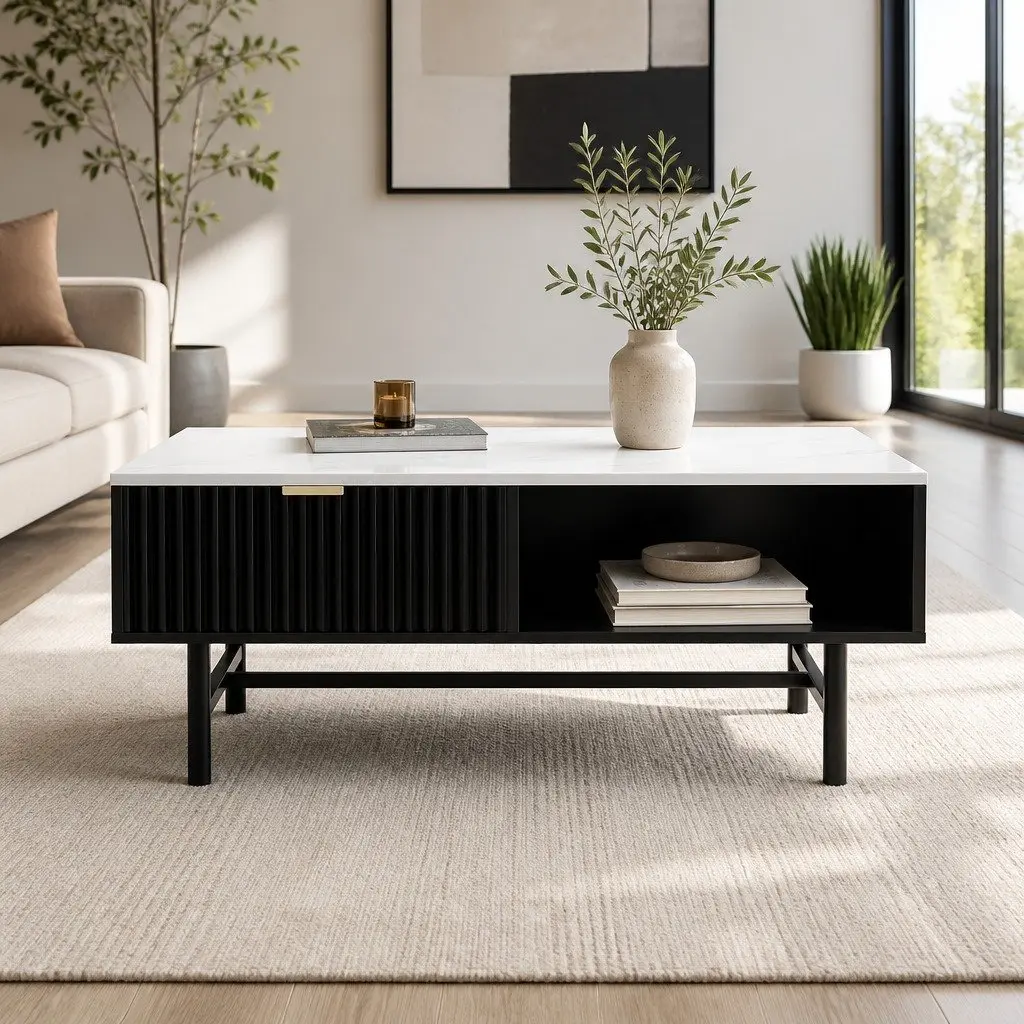 Coffee Table with Drawer and Open Storage