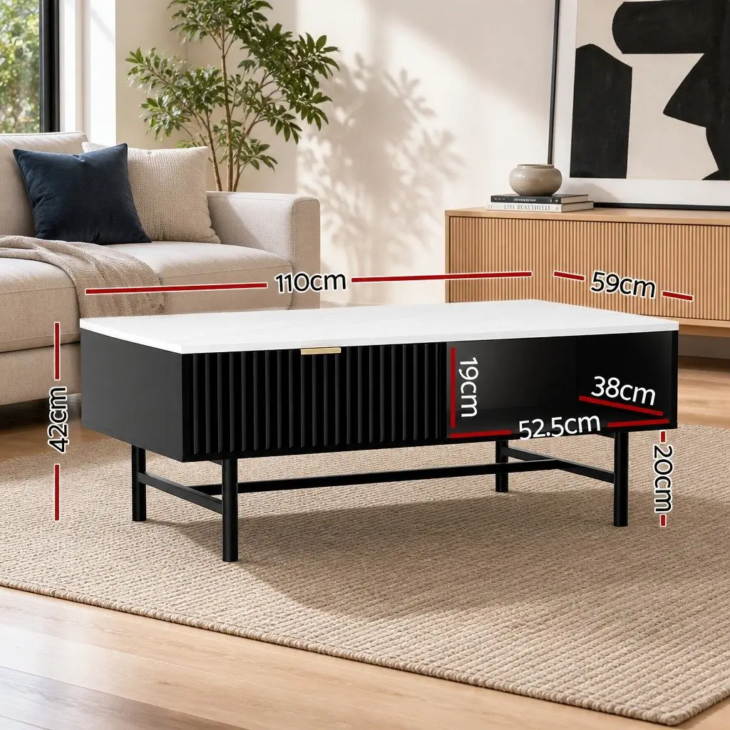 Coffee Table with Drawer and Open Storage