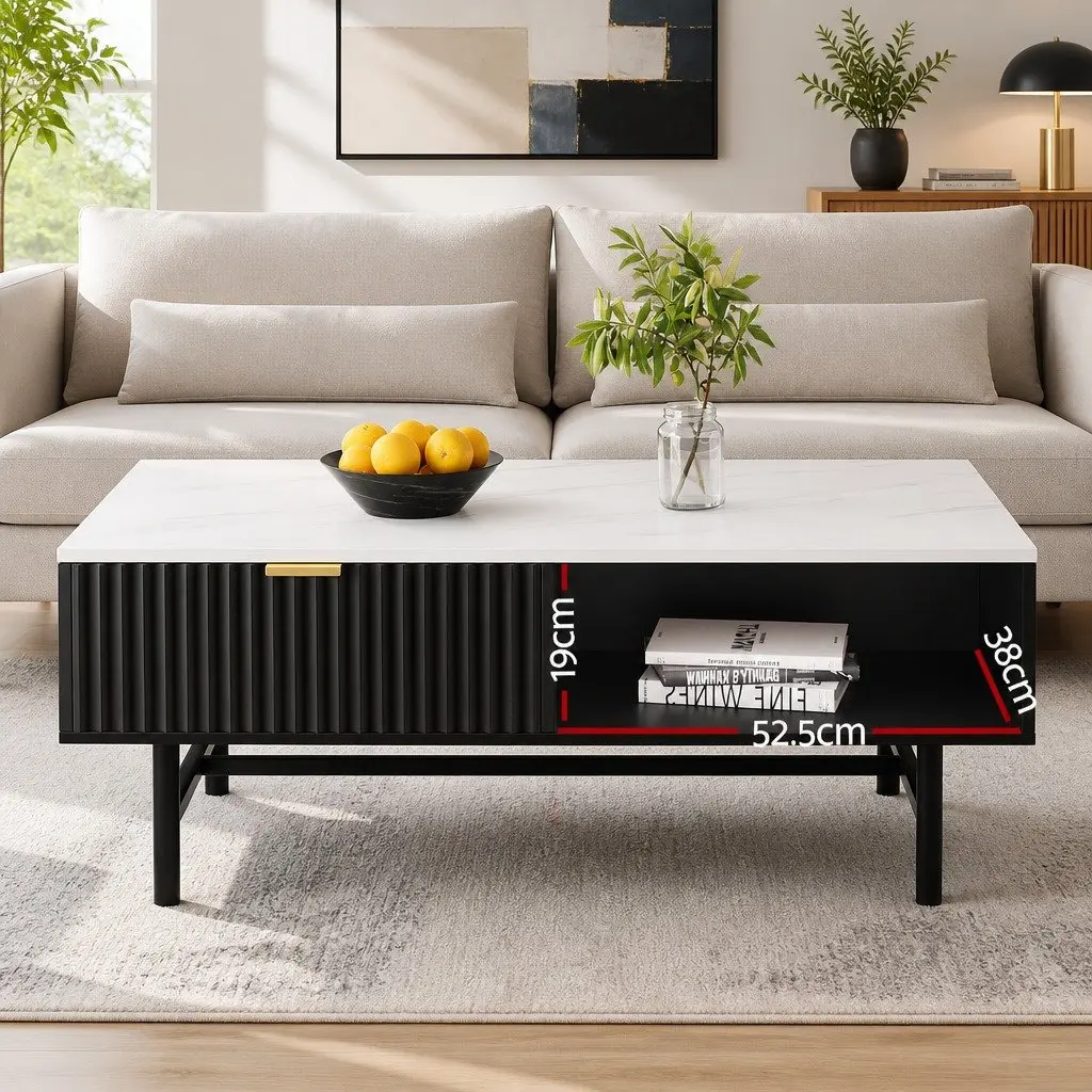 Coffee Table with Drawer and Open Storage