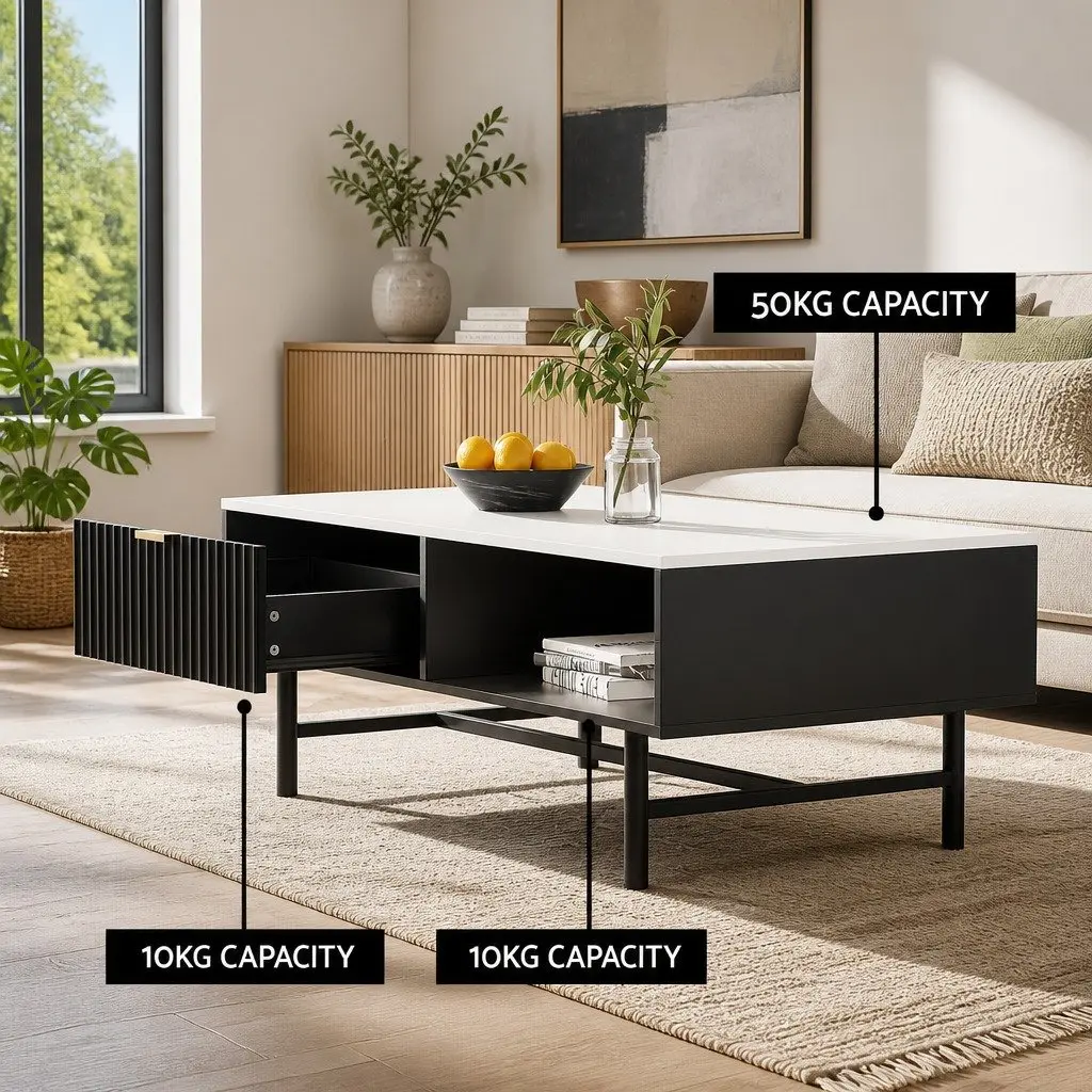 Coffee Table with Drawer and Open Storage