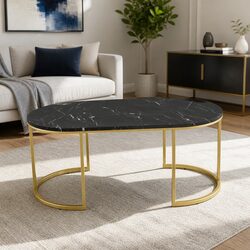 Elegant Black and Gold Marble Effect Coffee Table