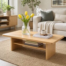 Cozy 110cm Coffee Table with 2-Tier Open Storage