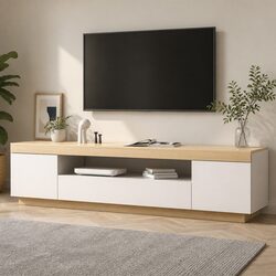 White Wood Two-Tone TV Cabinet for Living Room