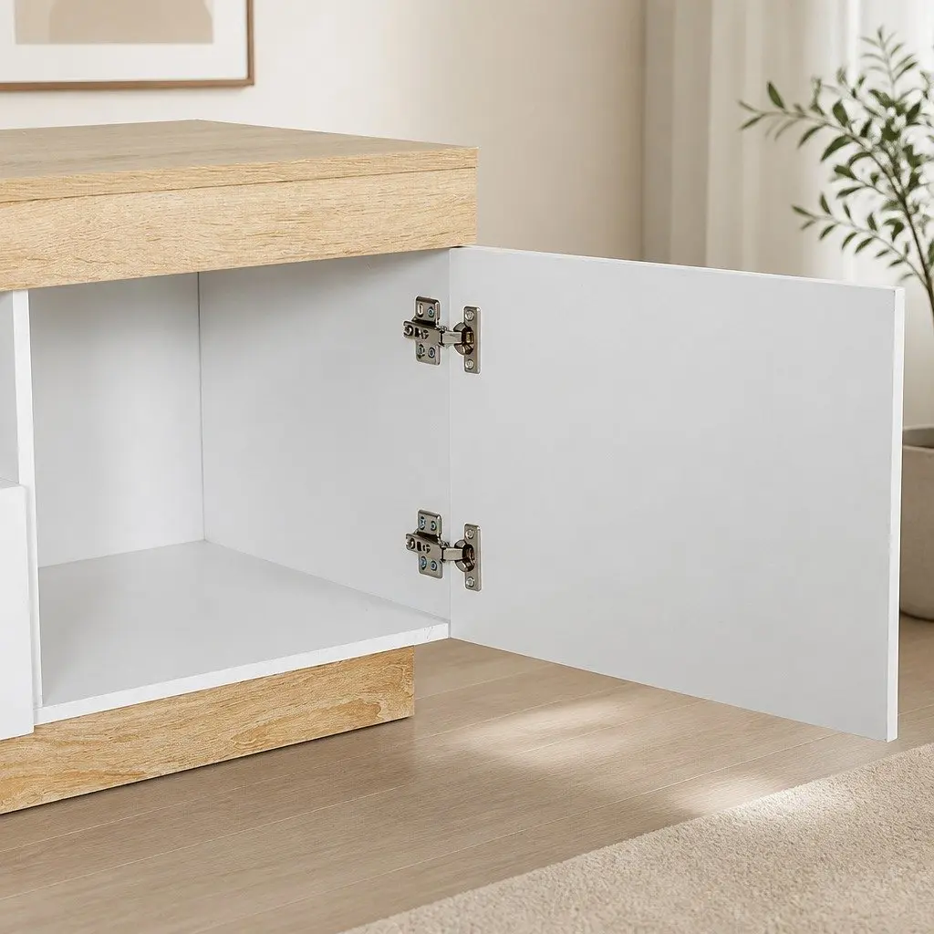 White Wood Two-Tone TV Cabinet for Living Room