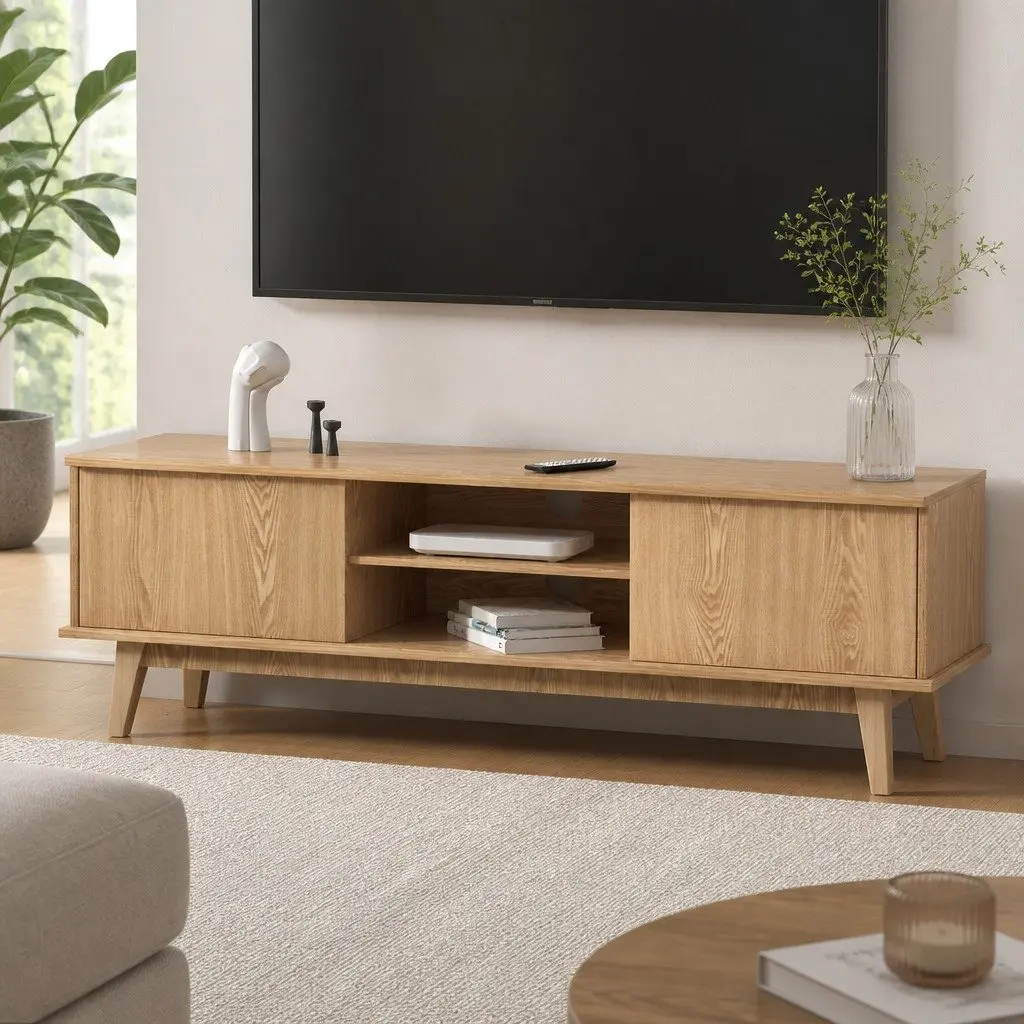 TV Cabinet Entertainment Unit Storage Shelves Stand 140CM Modern Living Room