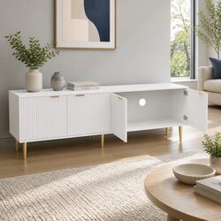 Stylish 180CM White 4-Door TV Entertainment Unit