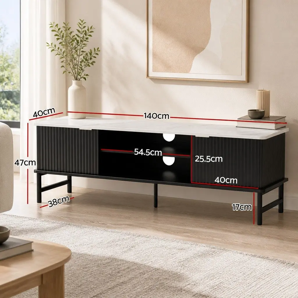 Marble-Effect TV Entertainment Unit Cabinet 140cm