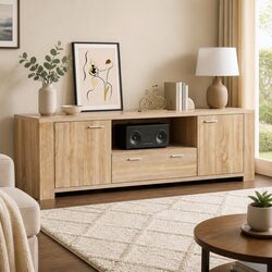 Warm 180cm Pine TV Unit for Stylish Living Rooms