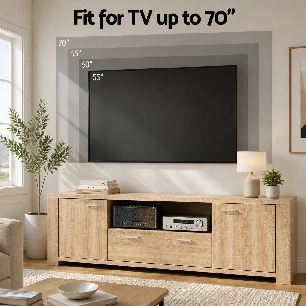 TV Unit Contemporary Pine 180cm E1 Particle Board with Melamine Veneer