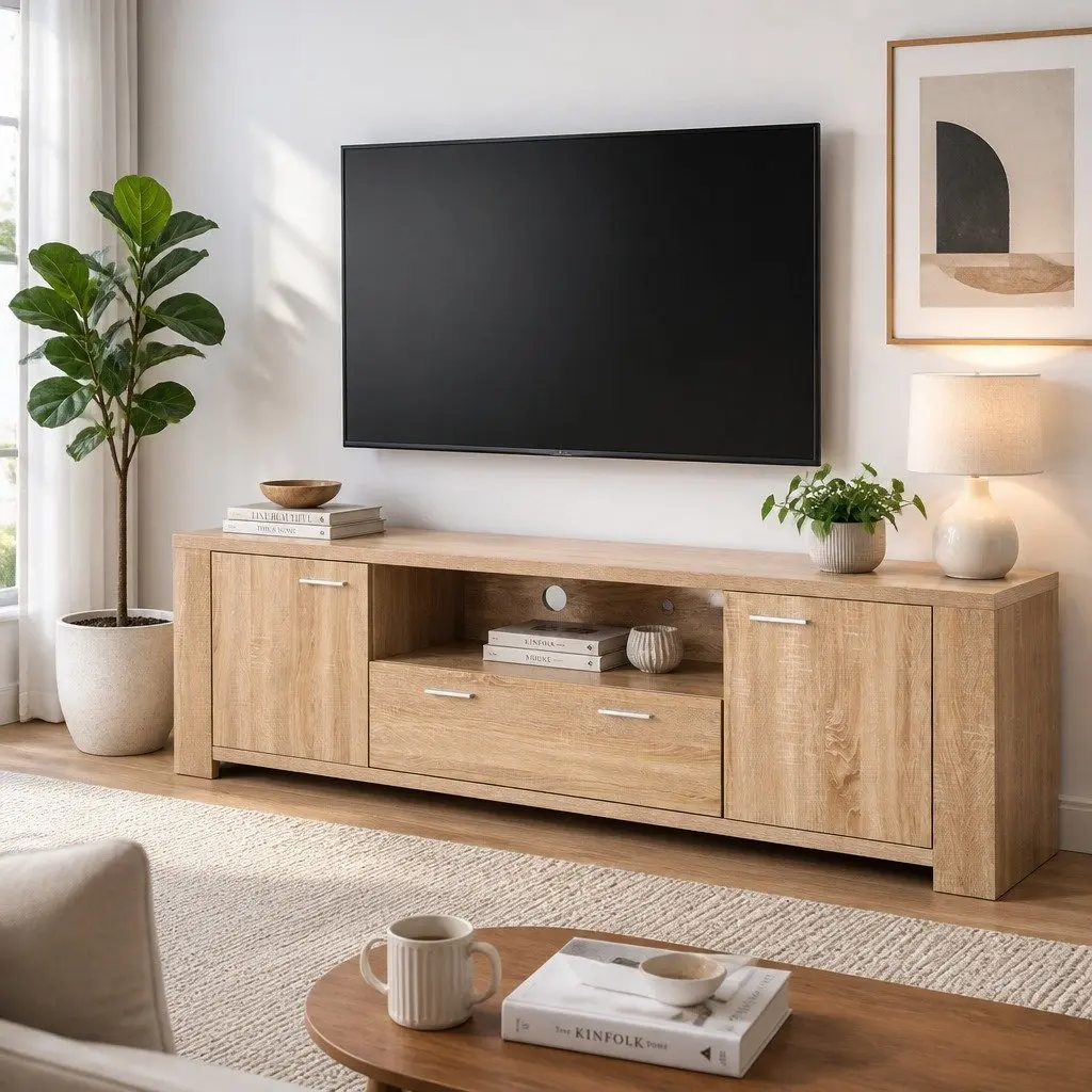 TV Unit Contemporary Pine 180cm E1 Particle Board with Melamine Veneer