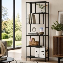 5-Tier Black Display Shelf for Home Organisation