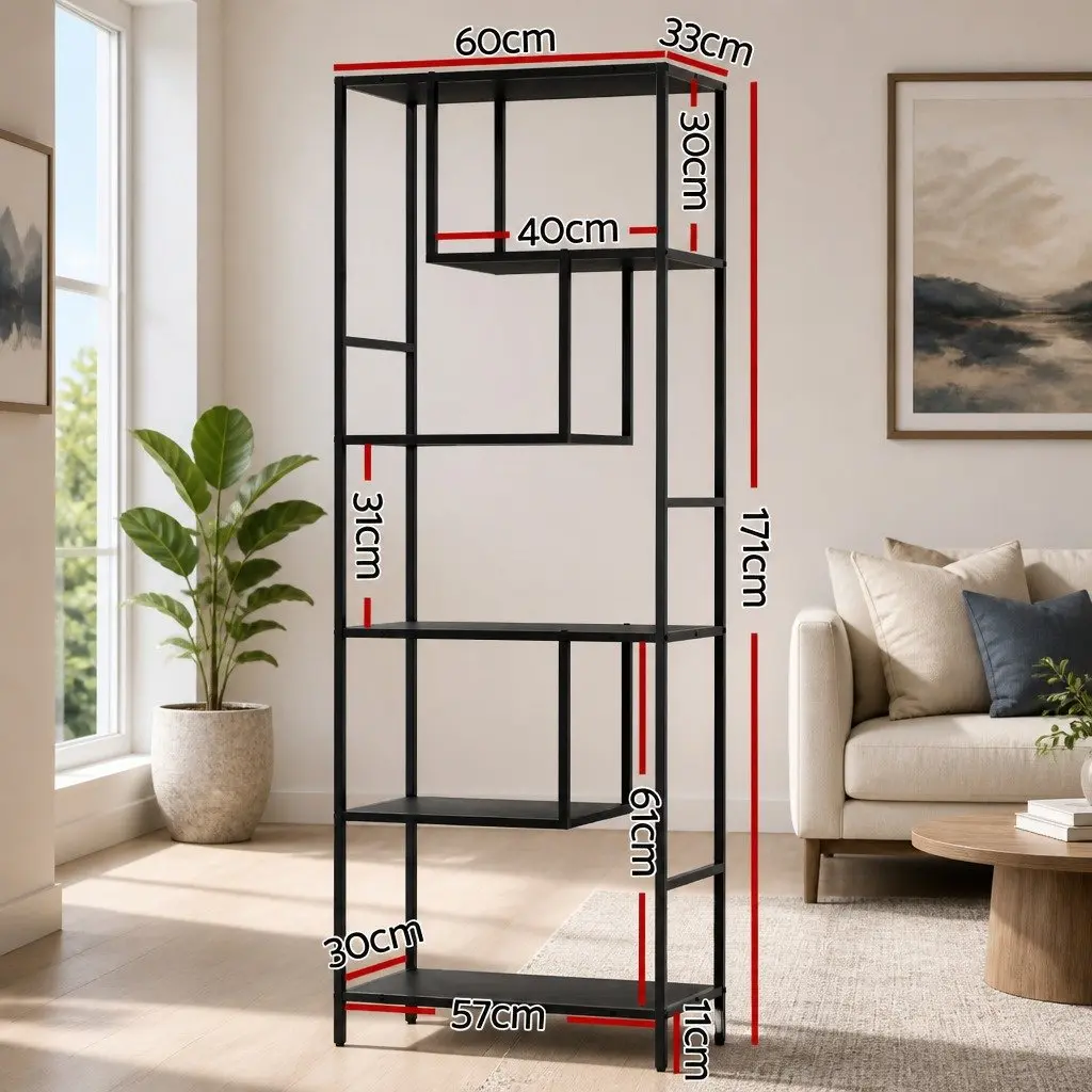 5-Tier Black Display Shelf for Home Organisation
