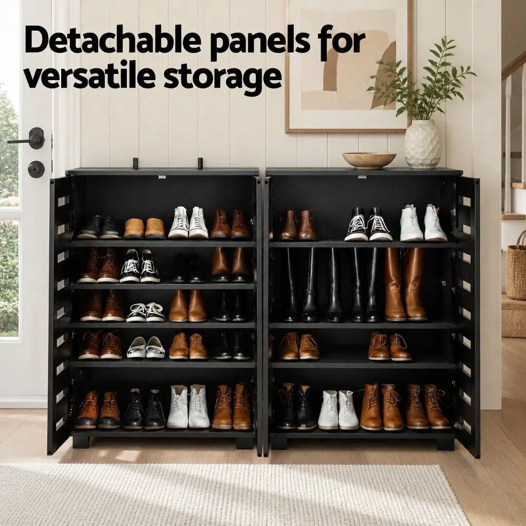Black Shoe Rack and Console Table Set