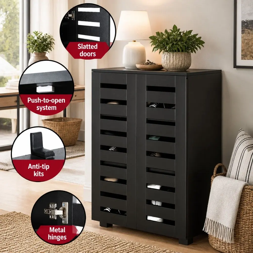 Black Shoe Rack and Console Table Set