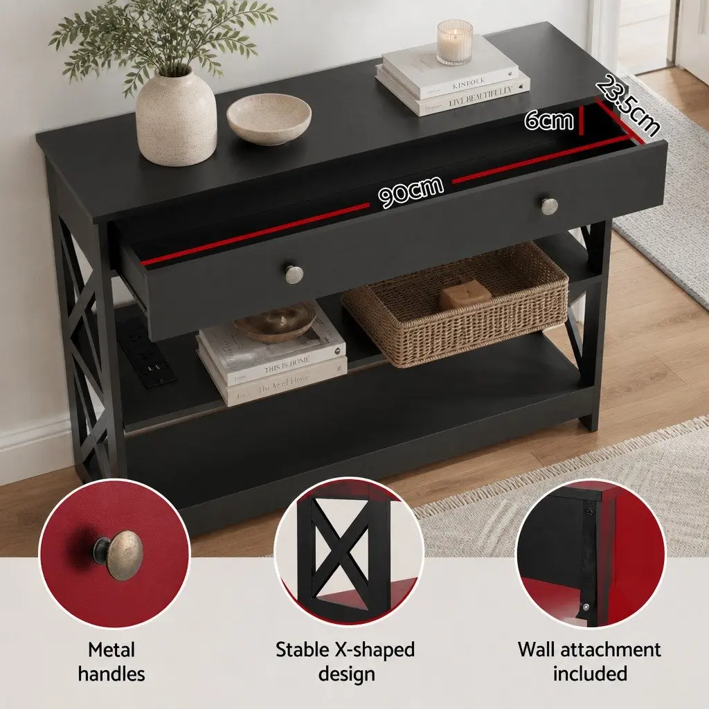 Black Shoe Rack and Console Table Set
