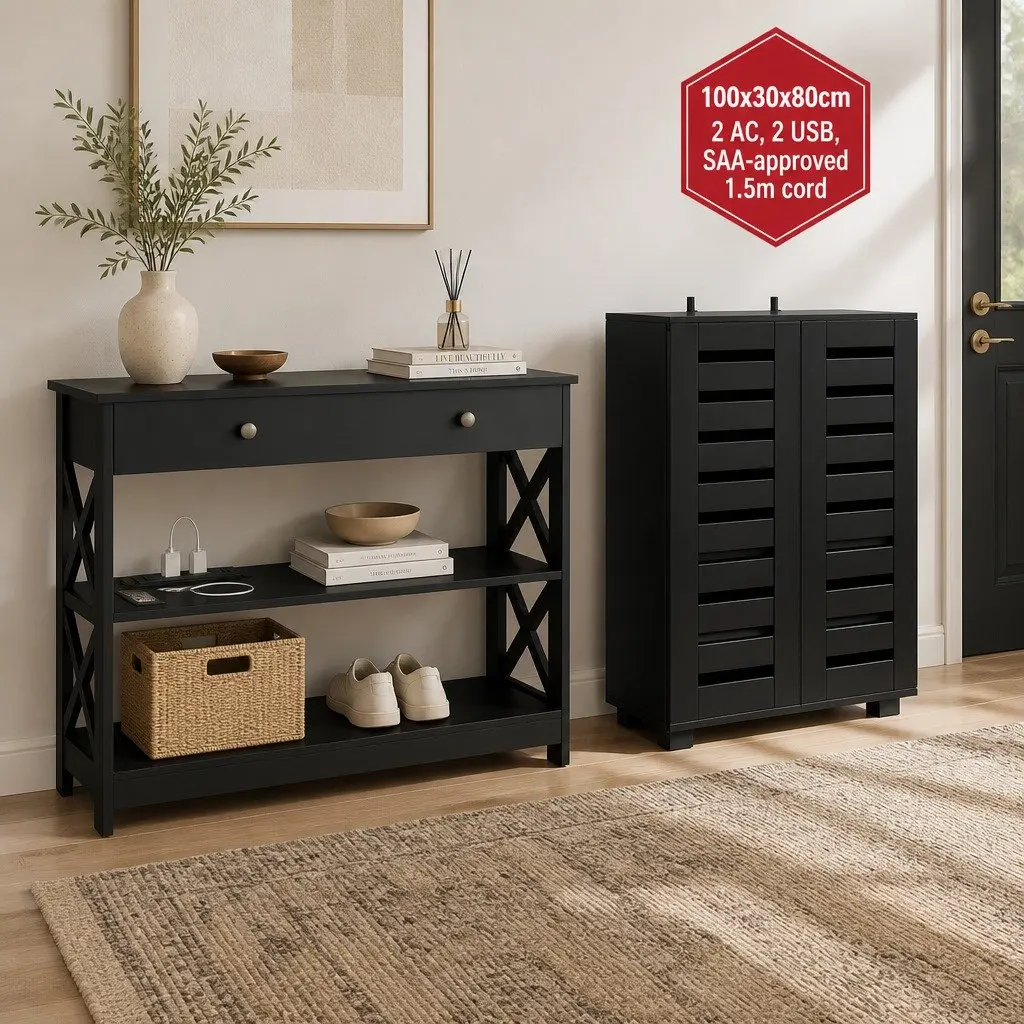 Black Shoe Rack and Console Table Set