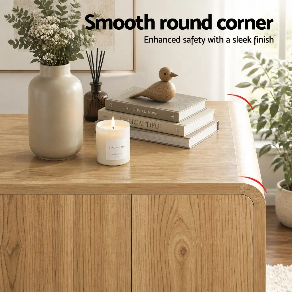 Buffet Sideboard Cabinet Oak 160cm Particle Board MDF with Solid Wood Accents