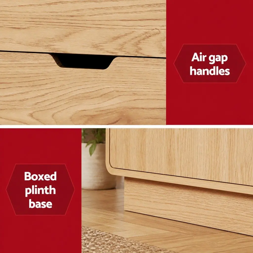 Buffet Sideboard Cabinet Oak 160cm Particle Board MDF with Solid Wood Accents