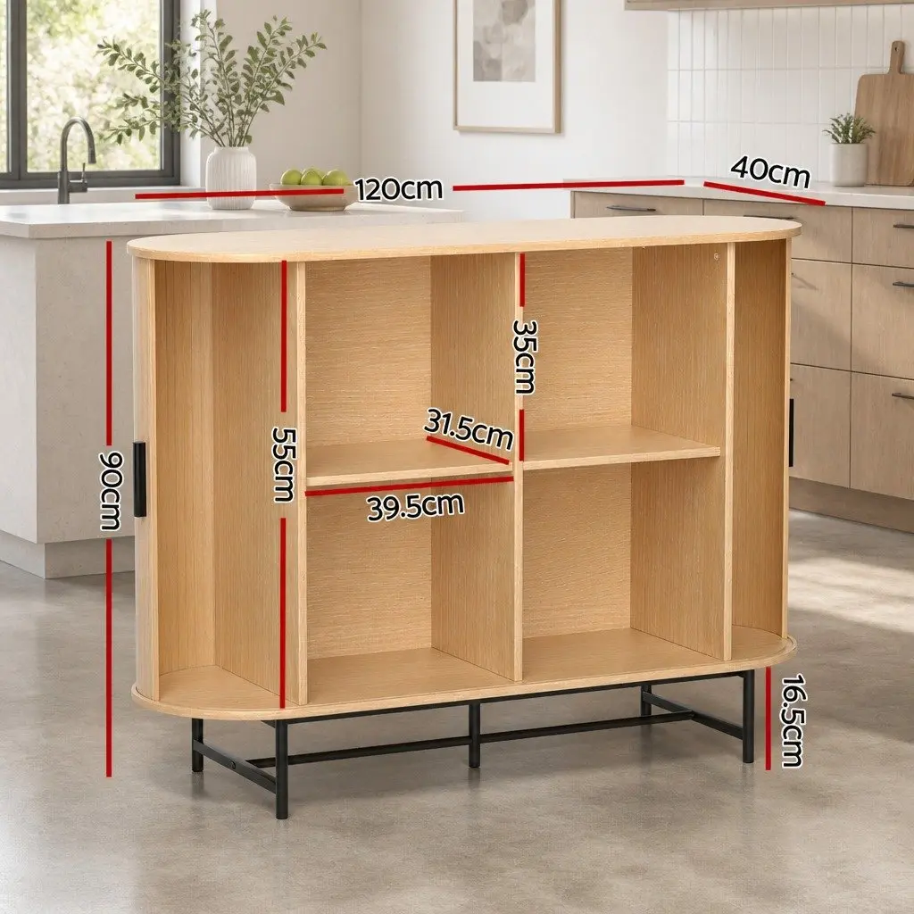 Oak Buffet Sideboard with Sliding Doors