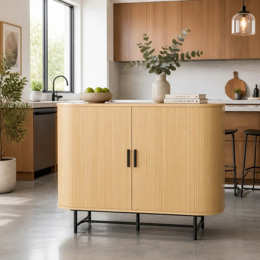 Oak Buffet Sideboard with Sliding Doors