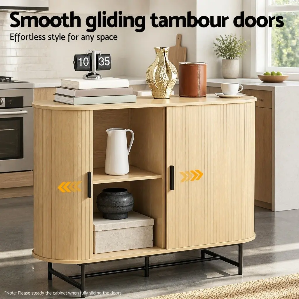 Oak Buffet Sideboard with Sliding Doors