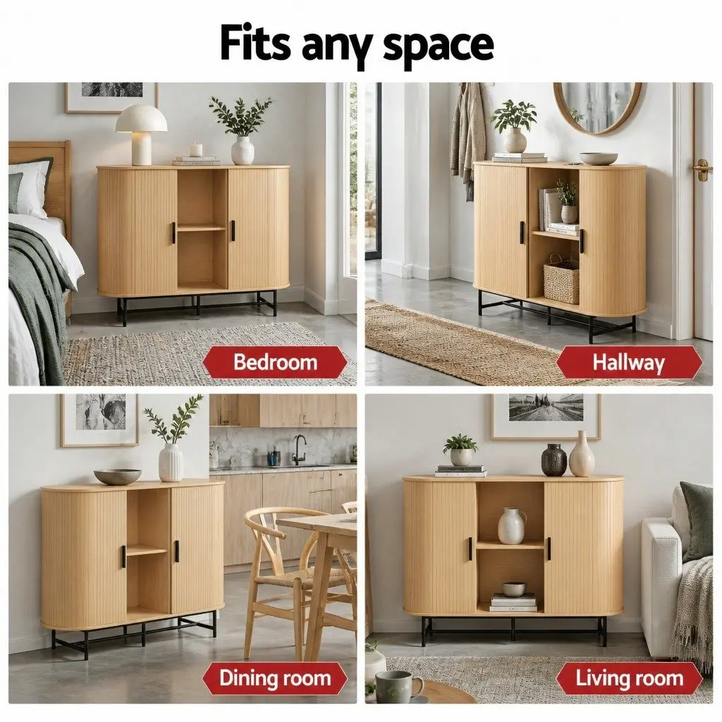 Oak Buffet Sideboard with Sliding Doors