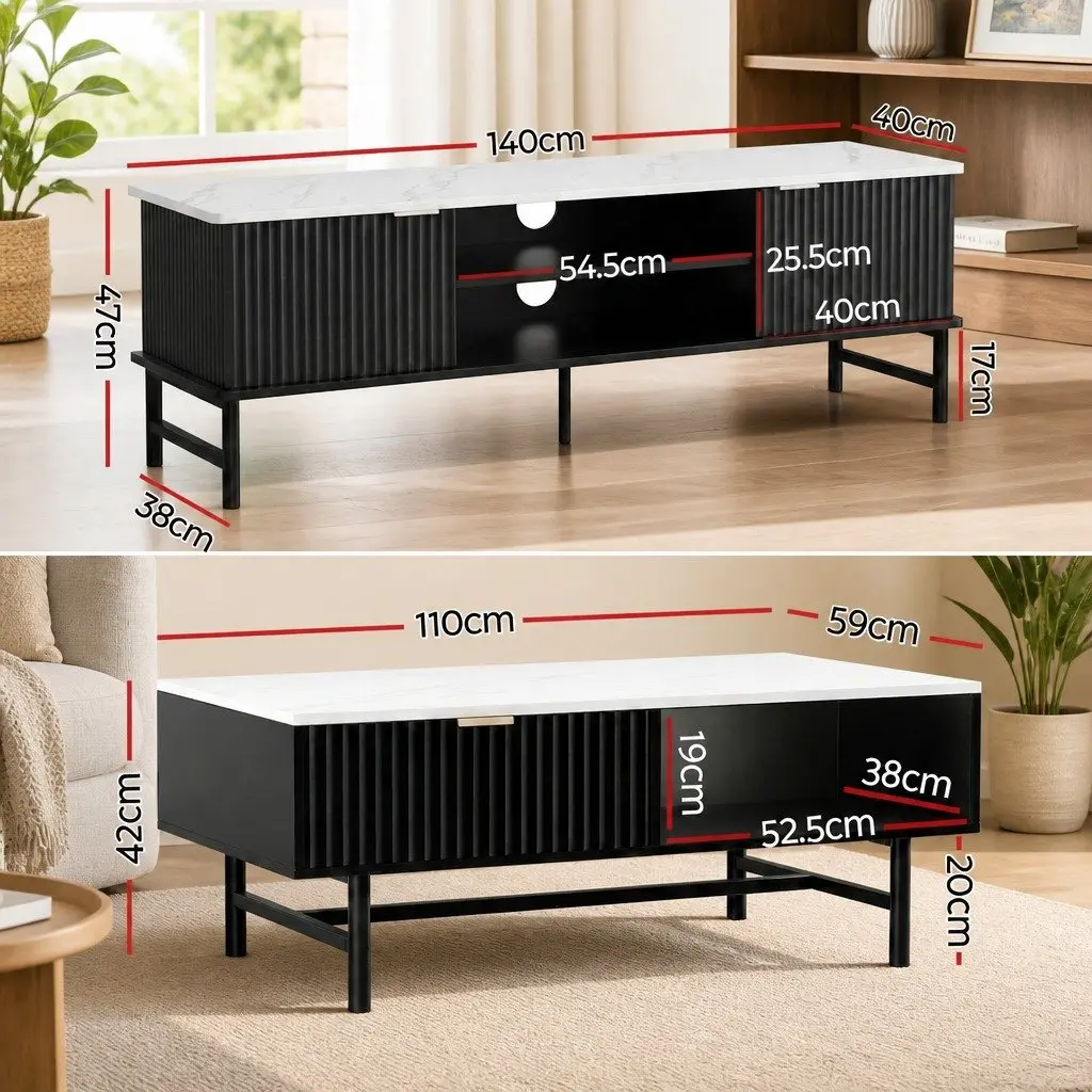 Living Room Furniture Set with TV Unit and Coffee Table