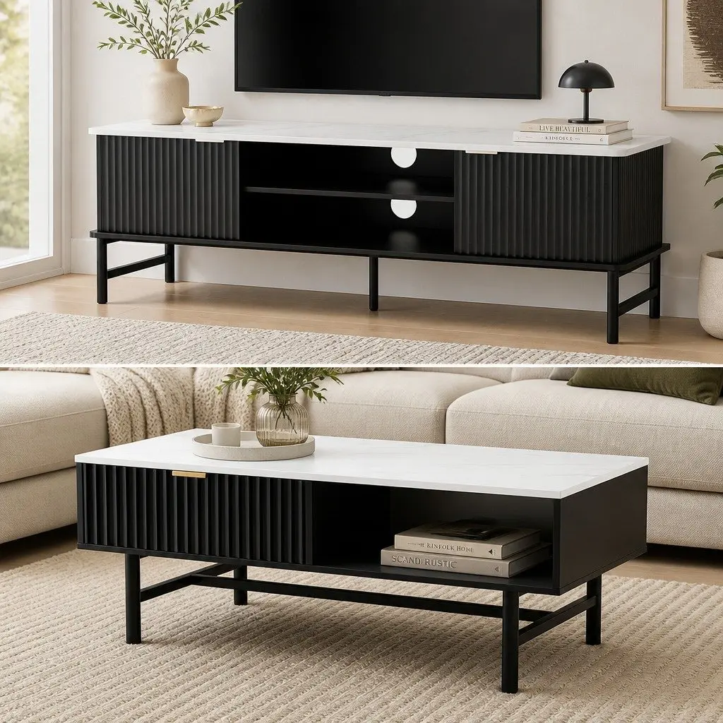 Living Room Furniture Set with TV Unit and Coffee Table