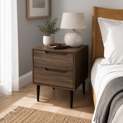 Walnut Bedside Table with 2 Drawers for Your Bedroom