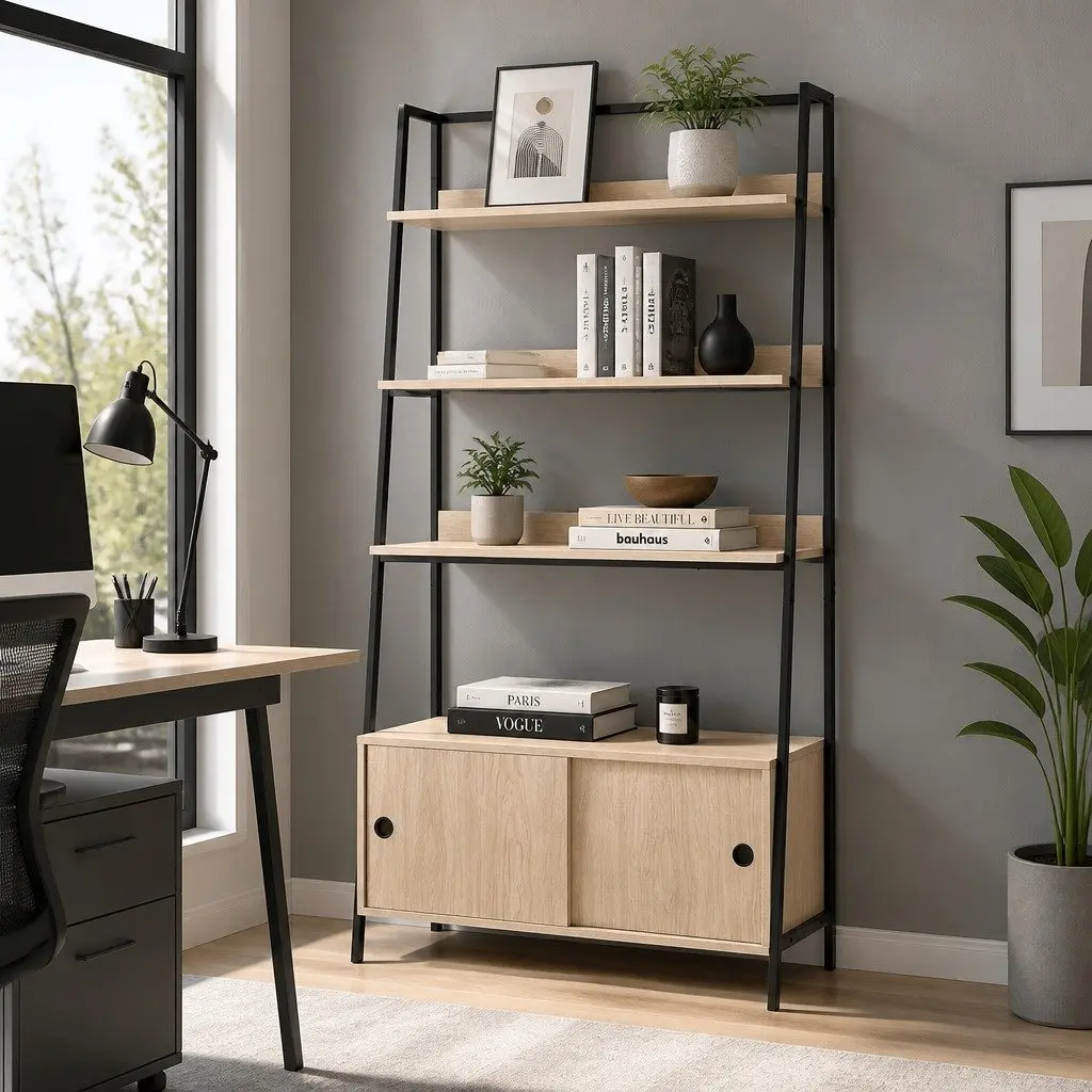 5 Tier Bookshelf Oak Cube Cabinet Display Shelves Storage Unit Home Organiser