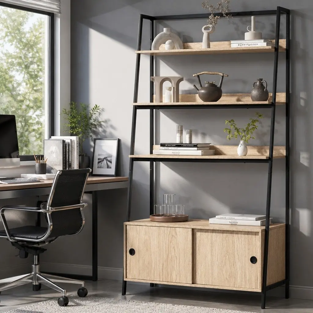 5 Tier Bookshelf Oak Cube Cabinet Display Shelves Storage Unit Home Organiser