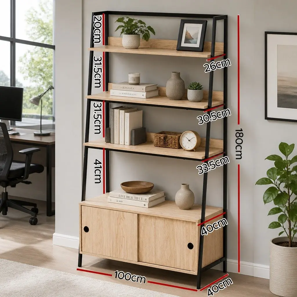 5 Tier Bookshelf Oak Cube Cabinet Display Shelves Storage Unit Home Organiser