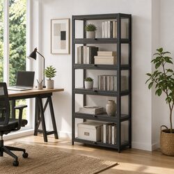 Elegant 5-Tier Storage Bookshelf with Acrylic Panels