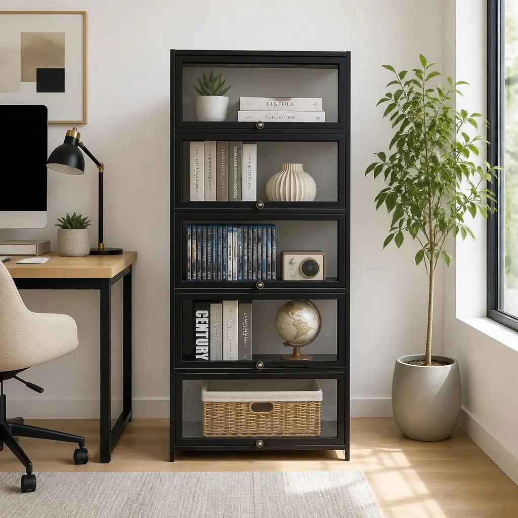 5-Tier Storage Bookshelf with Acrylic Panels
