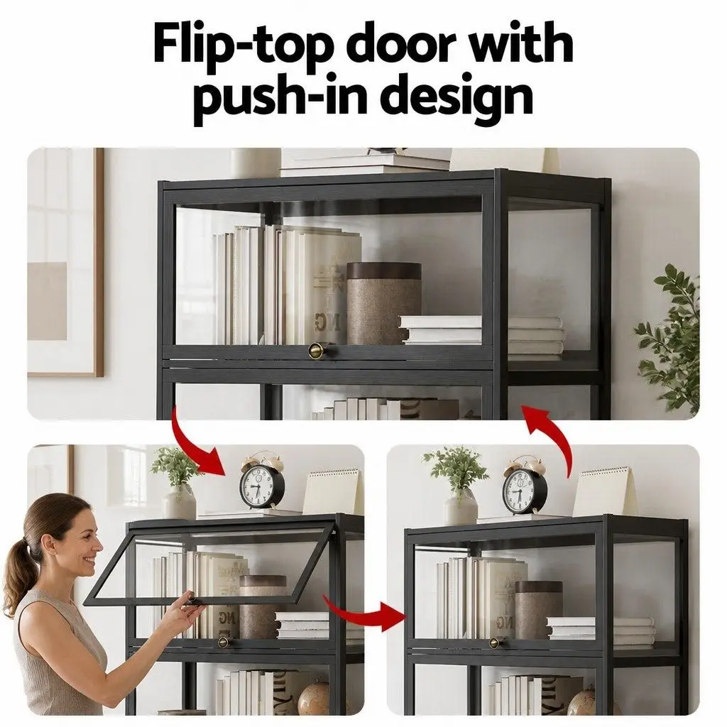5-Tier Storage Bookshelf with Acrylic Panels