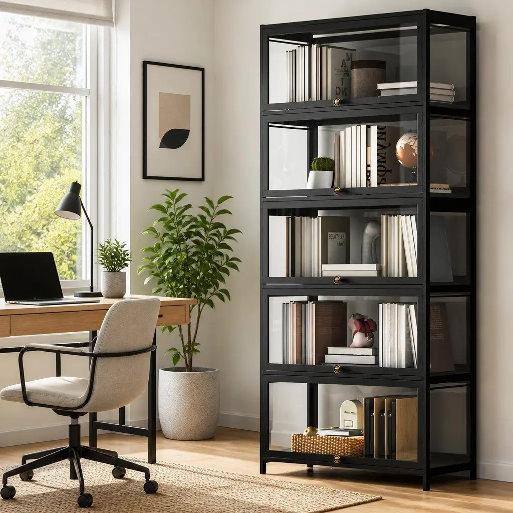 5-Tier Storage Bookshelf with Acrylic Panels