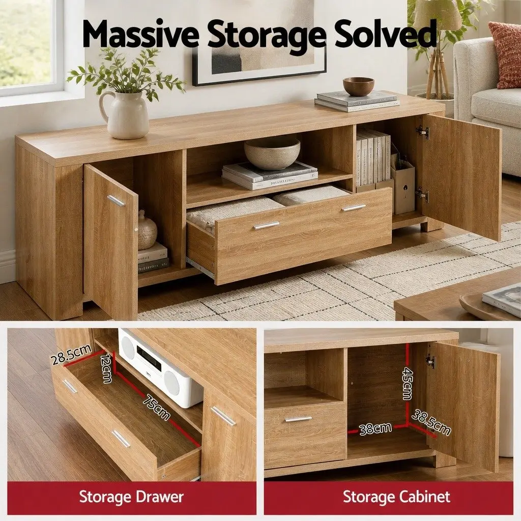 Pine Wood TV Entertainment Unit & Coffee Table Set