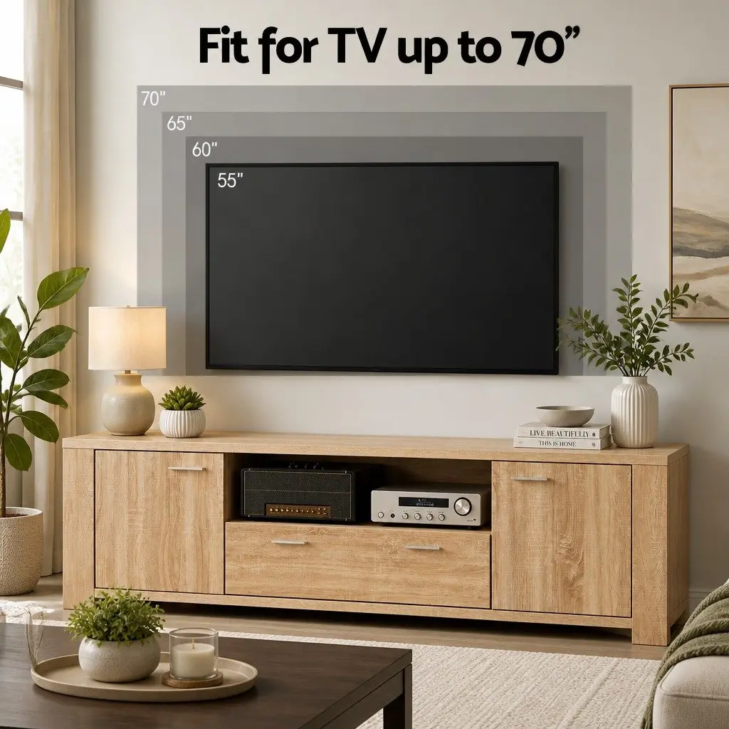 Pine Wood TV Entertainment Unit & Coffee Table Set