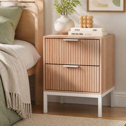 Natural Pine Bedside Table with 2 Drawers