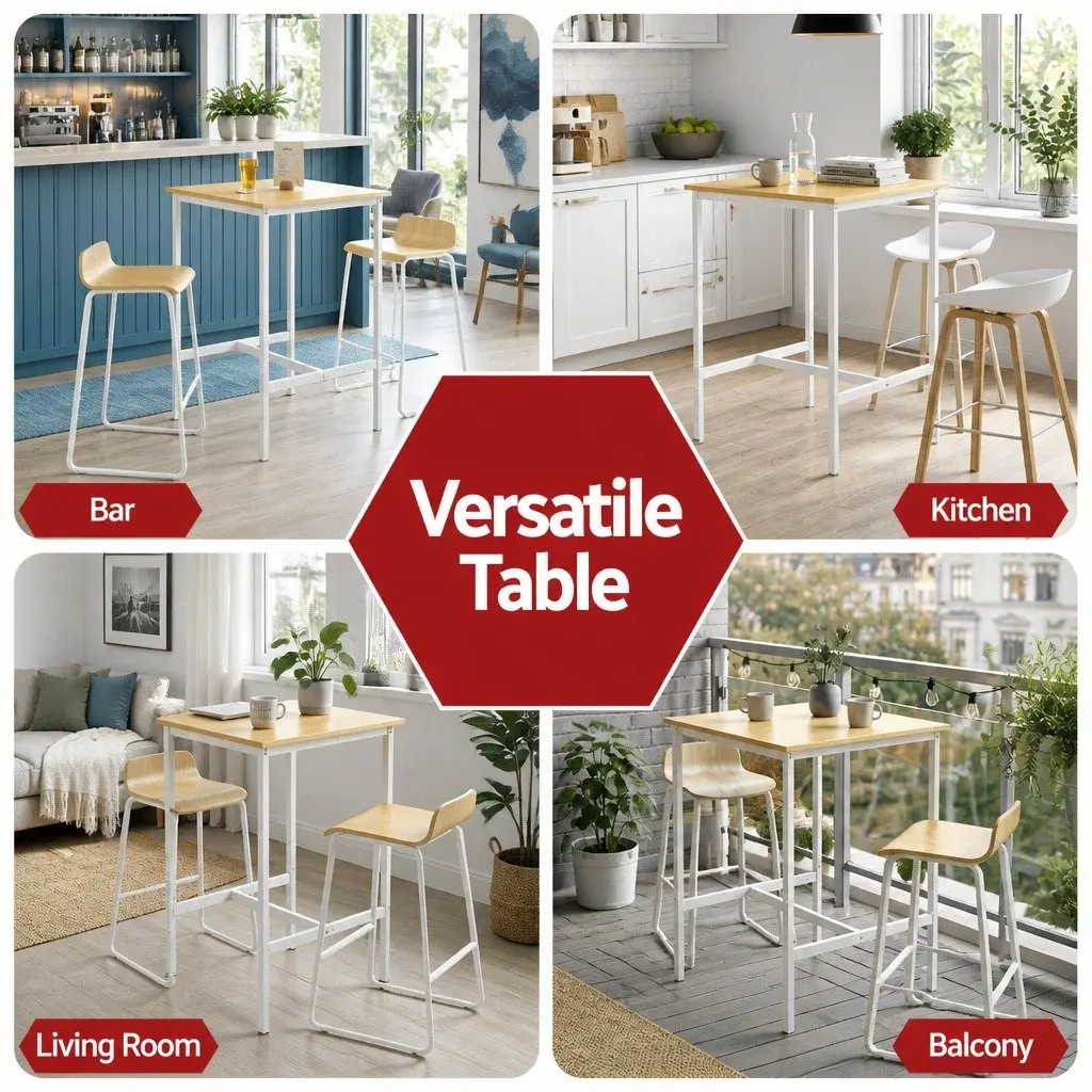 Square Bar Table for Dining and Workspace