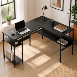 L-Shaped Home Office Computer Desk with Storage
