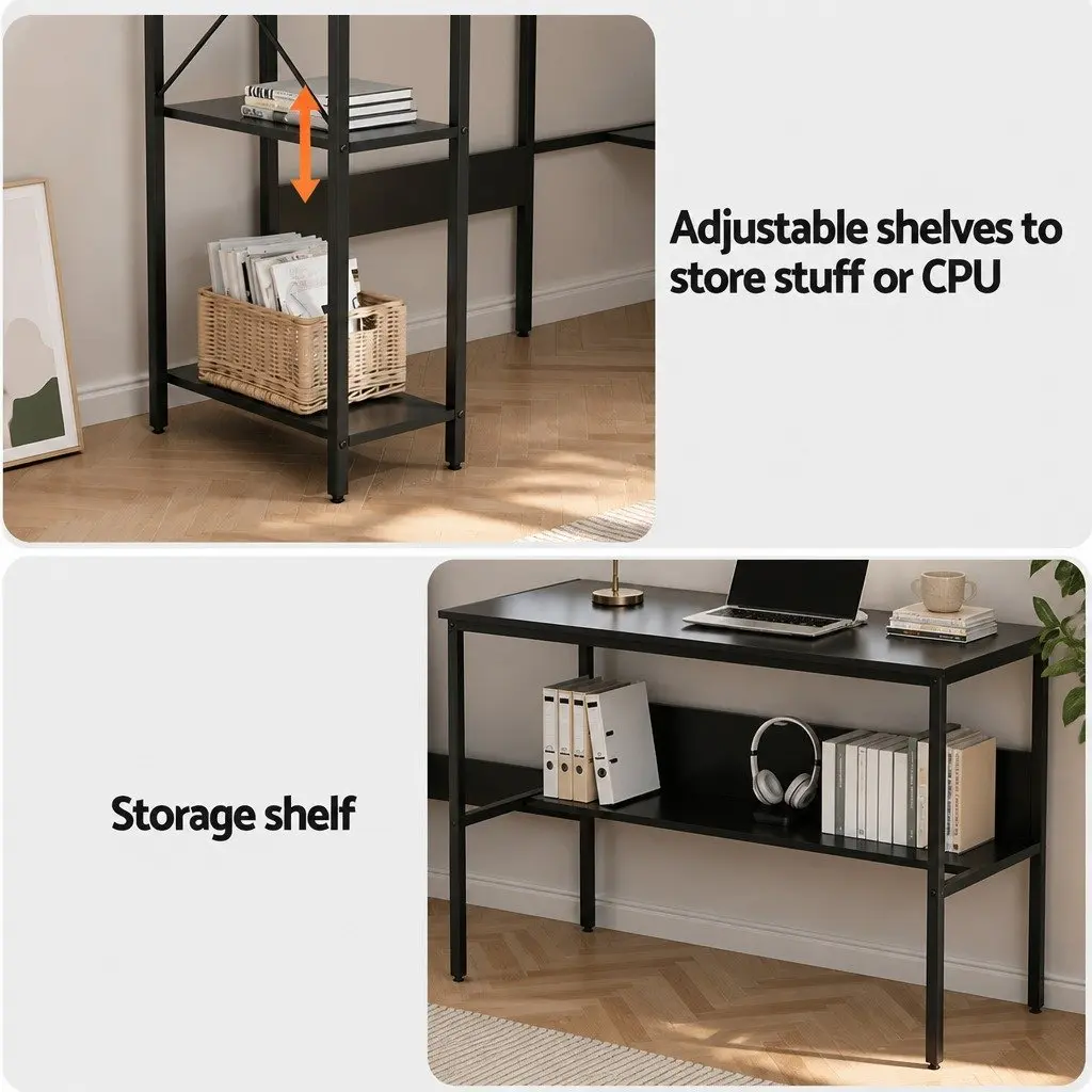 L-Shape Computer Desk Black 128 x 108 x 74cm MDF