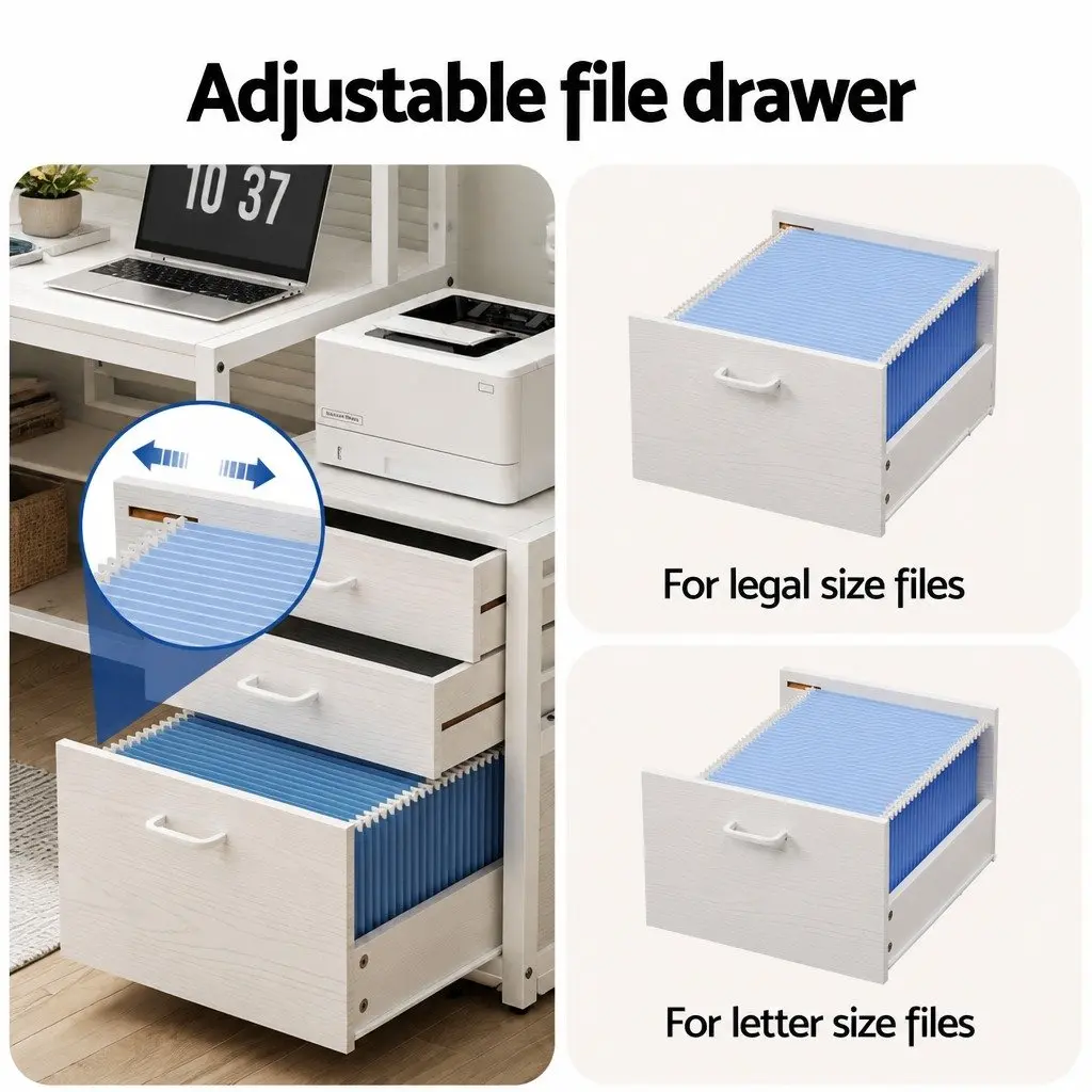 Computer Desk White 160cm MDF with Drawers Open Shelf