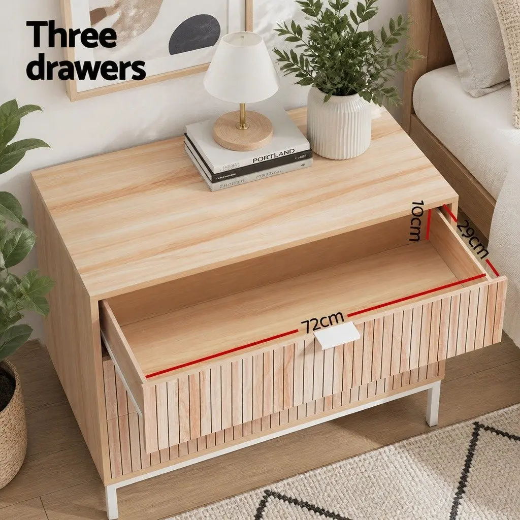 Chest of Drawers Pine 3 Drawer Storage Dresser Bedroom Tallboy Furniture